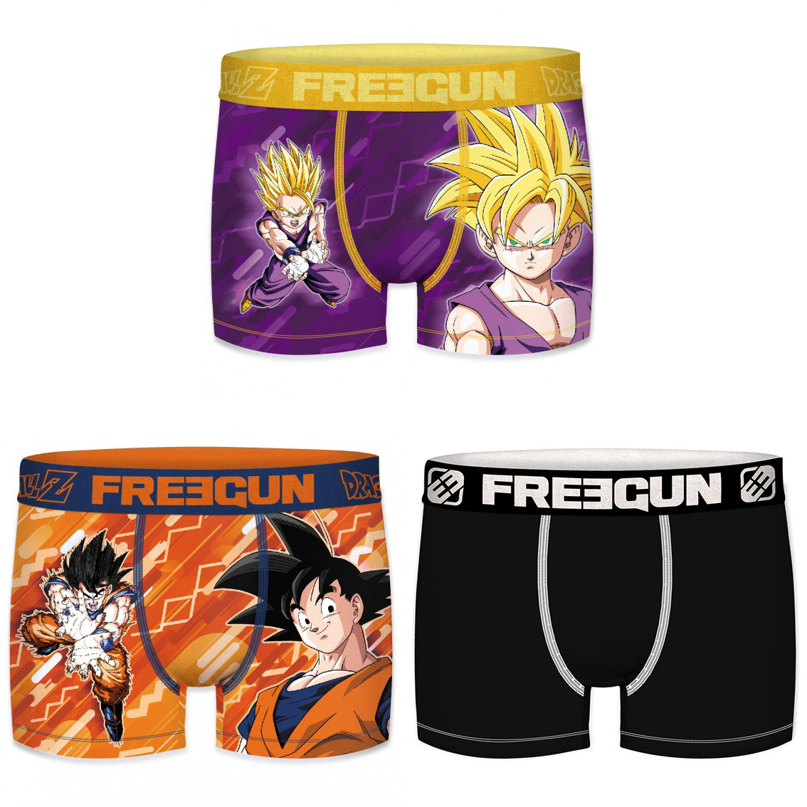 Lot de 3 boxers freegun homme dragon ball z son goku et son gohan (photo) Lot de 3 boxers freegun homme dragon ball z son goku et son gohan