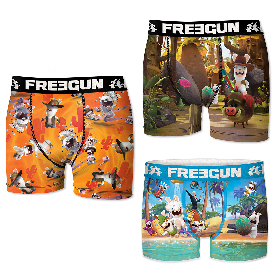 Lot de 3 boxers homme lapins cretins (photo) Lot de 3 boxers homme lapins cretins (photo)