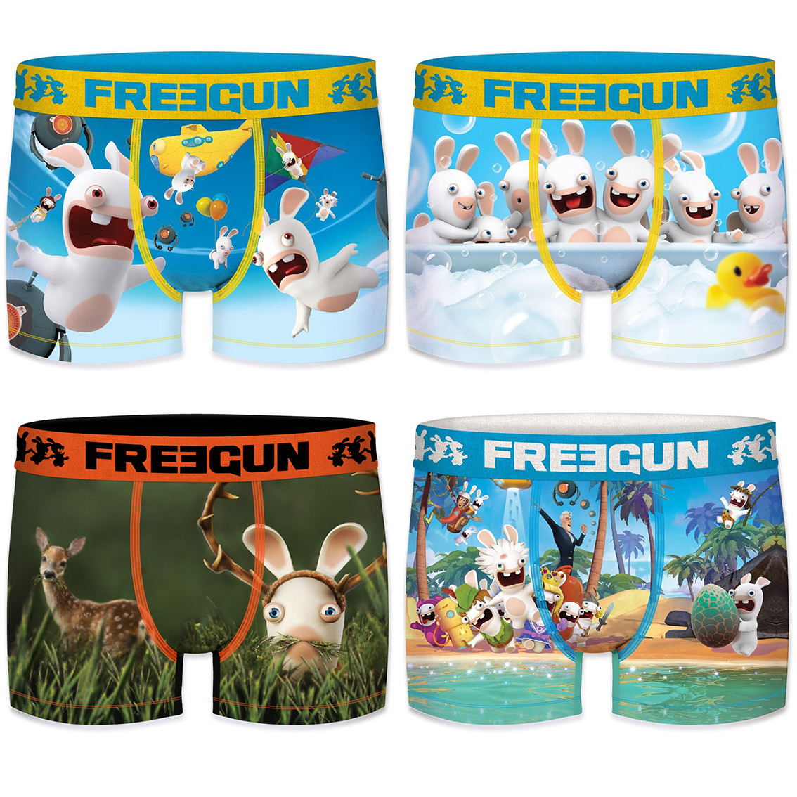 Lot de 4 boxers homme lapins cretins (photo) Lot de 4 boxers homme lapins cretins (photo)