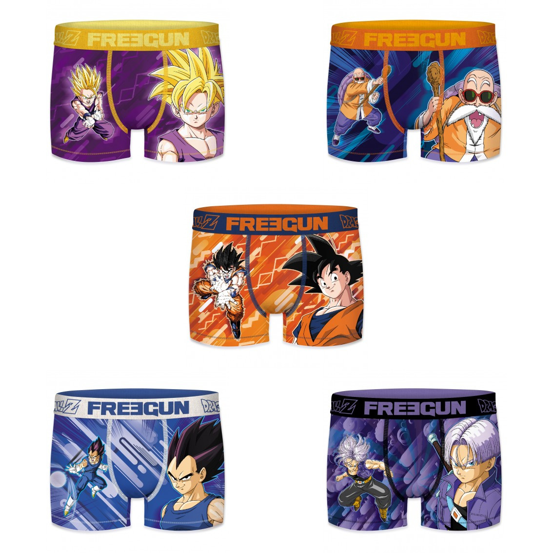 Lot de 5 boxers freegun homme dragon ball z (photo) Lot de 5 boxers freegun homme dragon ball z