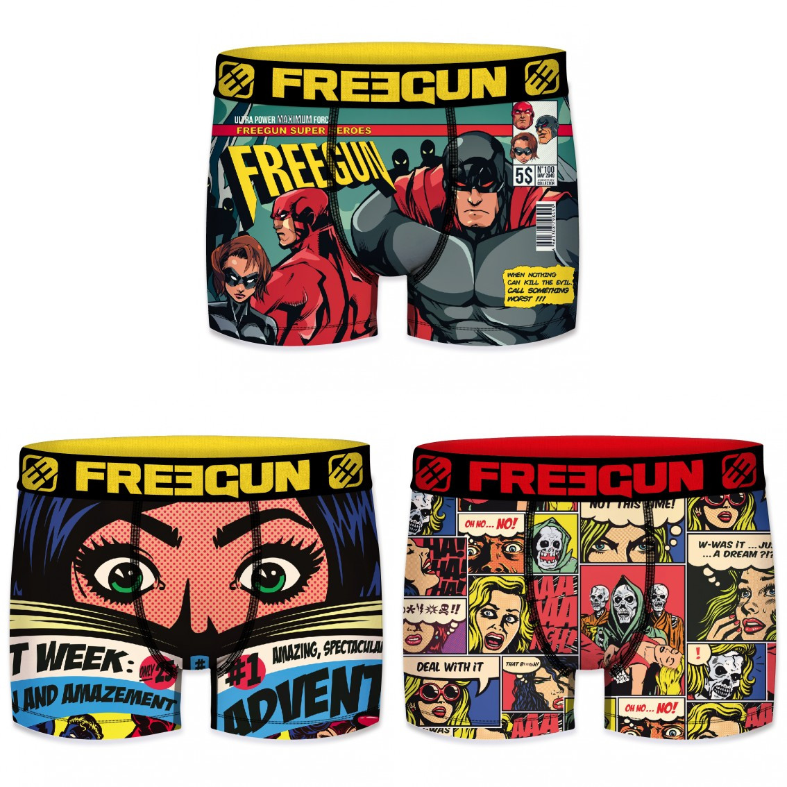 Lot de 3 boxers homme comic (photo) Lot de 3 boxers homme comic (photo)
