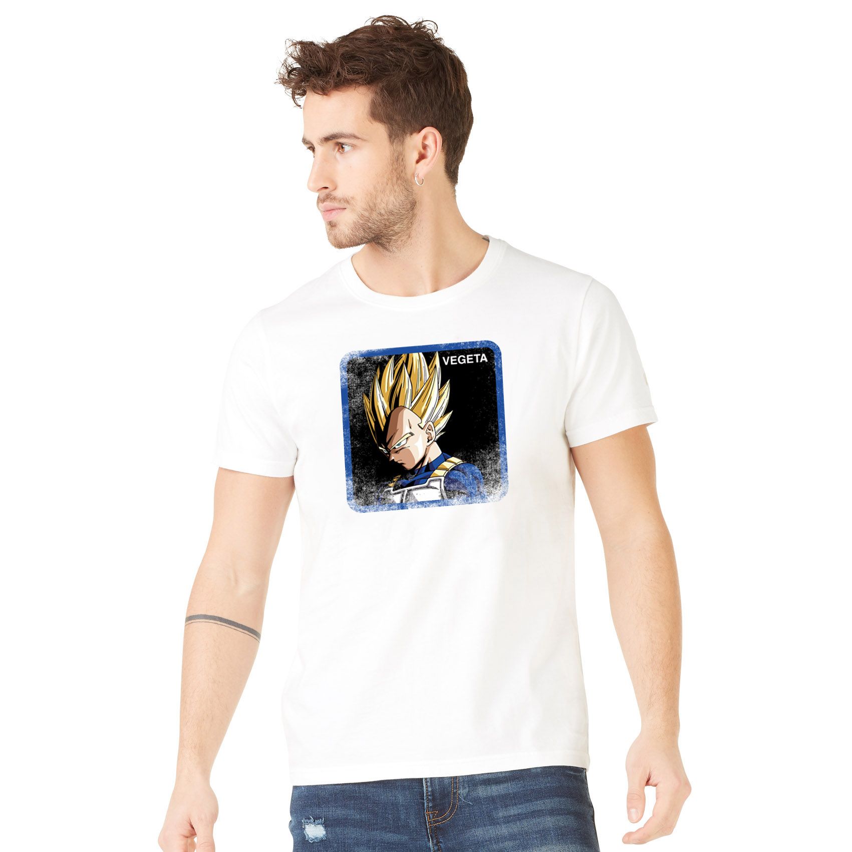 T-shirt freegun homme dragon ball z vegeta saiyan blanc (photo) T-shirt freegun homme dragon ball z vegeta saiyan blanc
