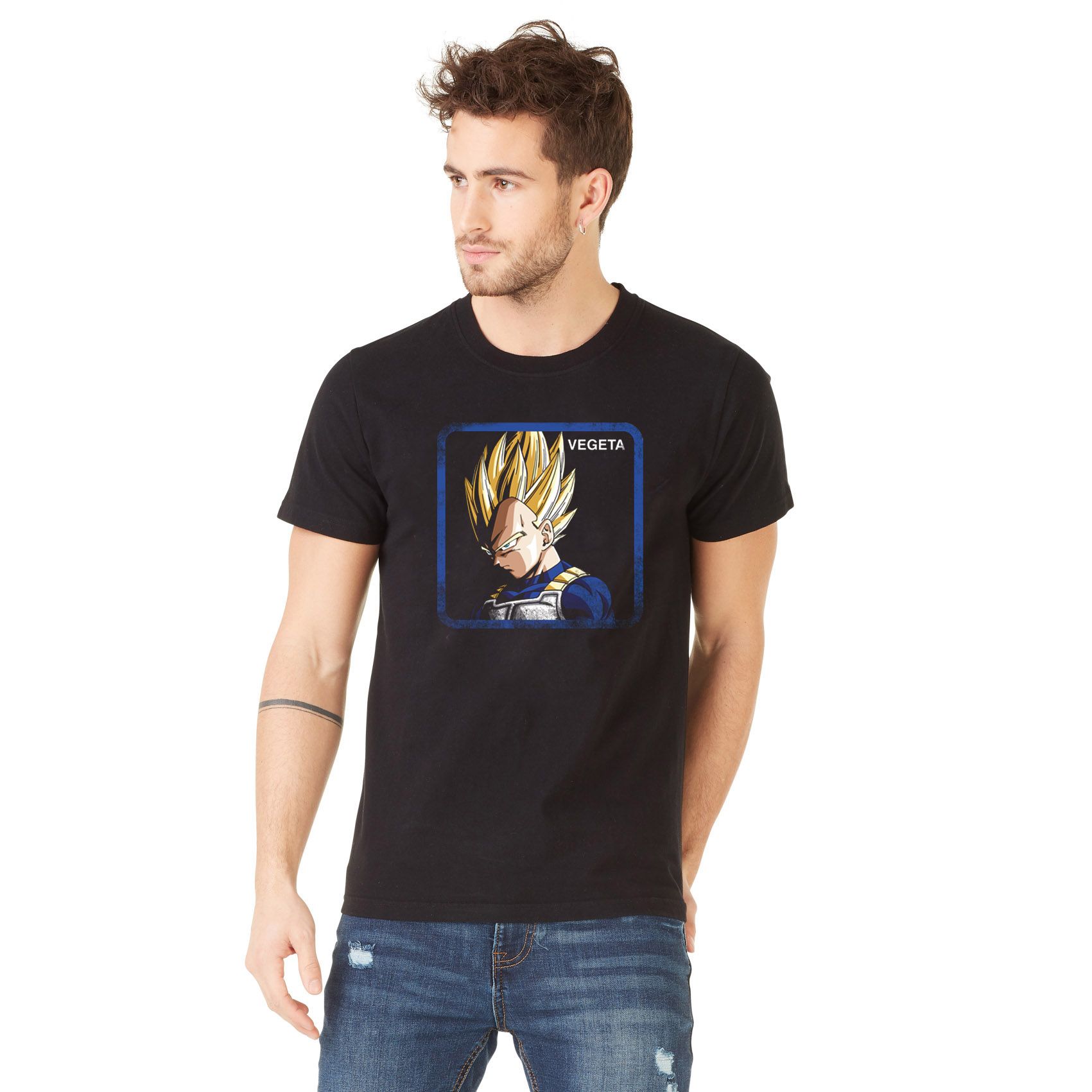 T-shirt homme dragon ball z vegeta saiyan noir (photo) T-shirt homme dragon ball z vegeta saiyan noir