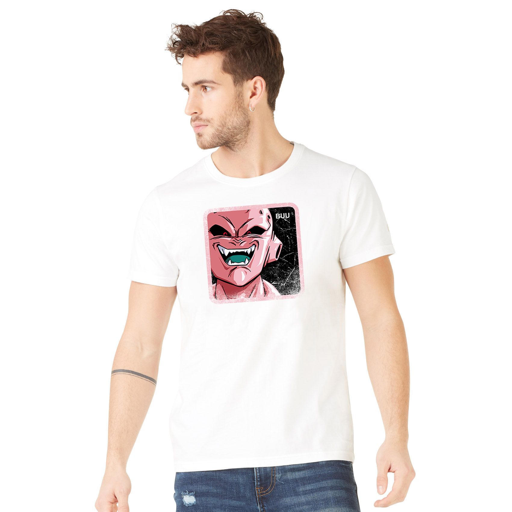 T-shirt coton homme dragon ball z buu blanc (photo) T-shirt coton homme dragon ball z buu blanc