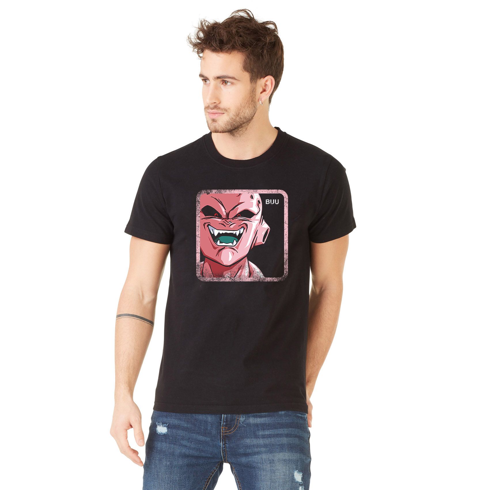 T-shirt coton homme dragon ball z buu noir (photo) T-shirt coton homme dragon ball z buu noir