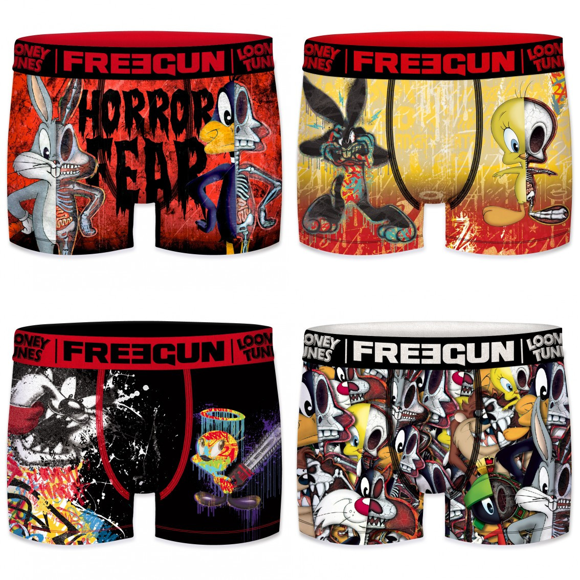 Lot de 4 boxers freegun homme looney tunes (photo) Lot de 4 boxers freegun homme looney tunes